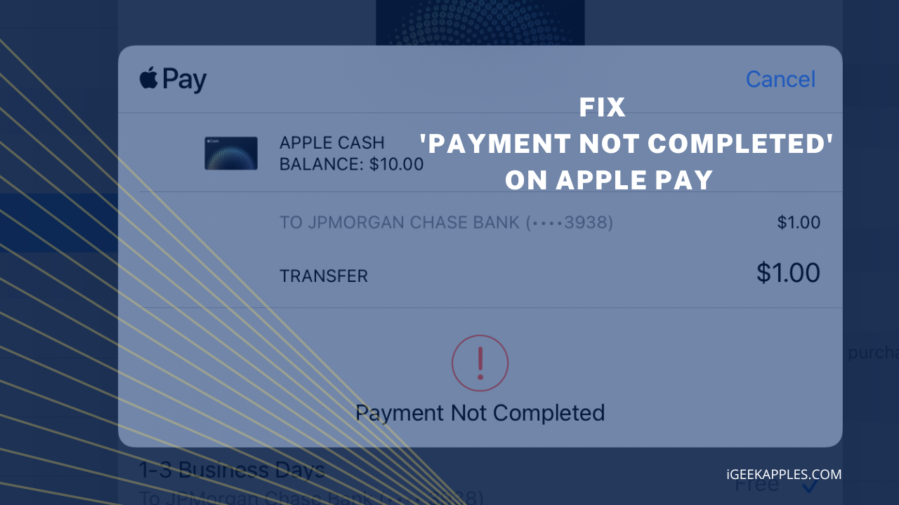 payment not completed apple pay